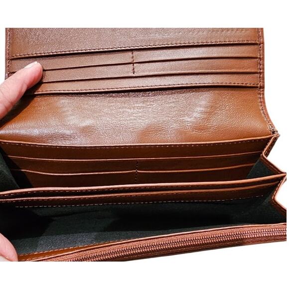 Burberry Brown/Beige House Check Fabric and Leather Leighton Continental Wallet - Picture 10 of 14